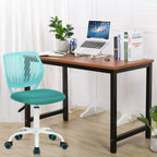 Turquoise and White Adjustable Height Swivel Rolling Office Chair