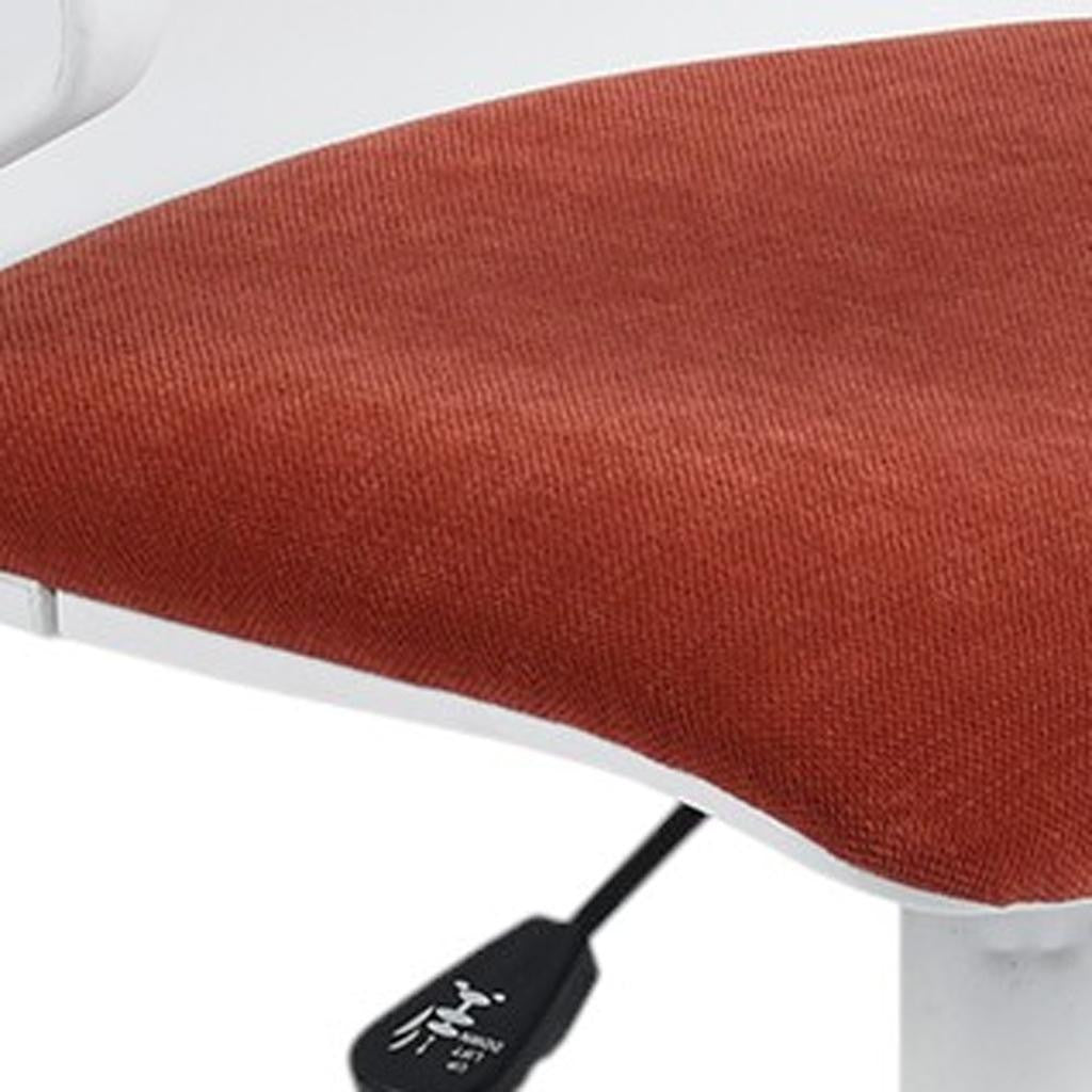 White and Red Adjustable Height Swivel Rolling Office Chair