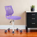 Purple and White Adjustable Height Swivel Rolling Office Chair