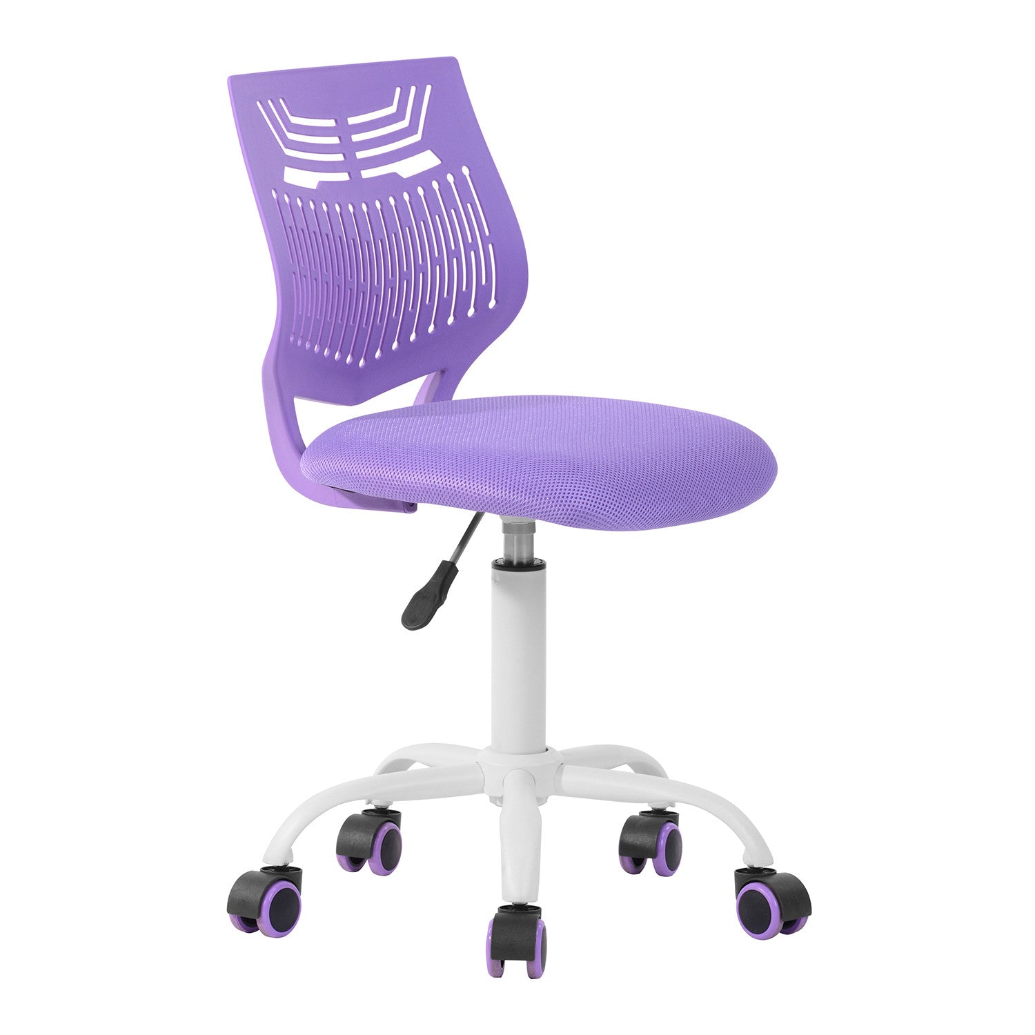 Purple and White Adjustable Height Swivel Rolling Office Chair