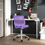 Purple and White Adjustable Height Swivel Rolling Office Chair