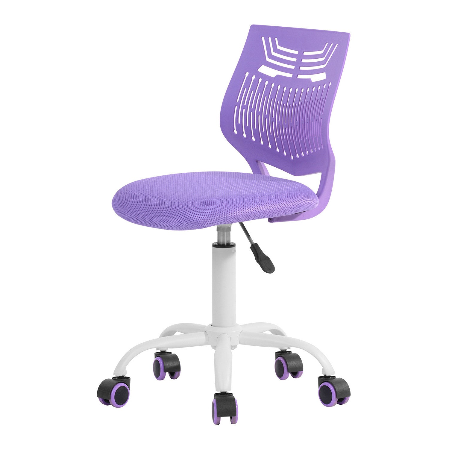 Purple and White Adjustable Height Swivel Rolling Office Chair