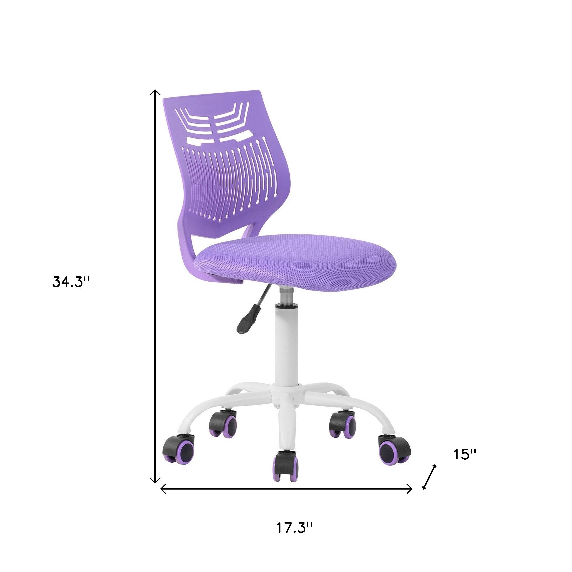 Purple and White Adjustable Height Swivel Rolling Office Chair