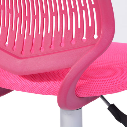 Pink and White Adjustable Height Swivel Rolling Office Chair
