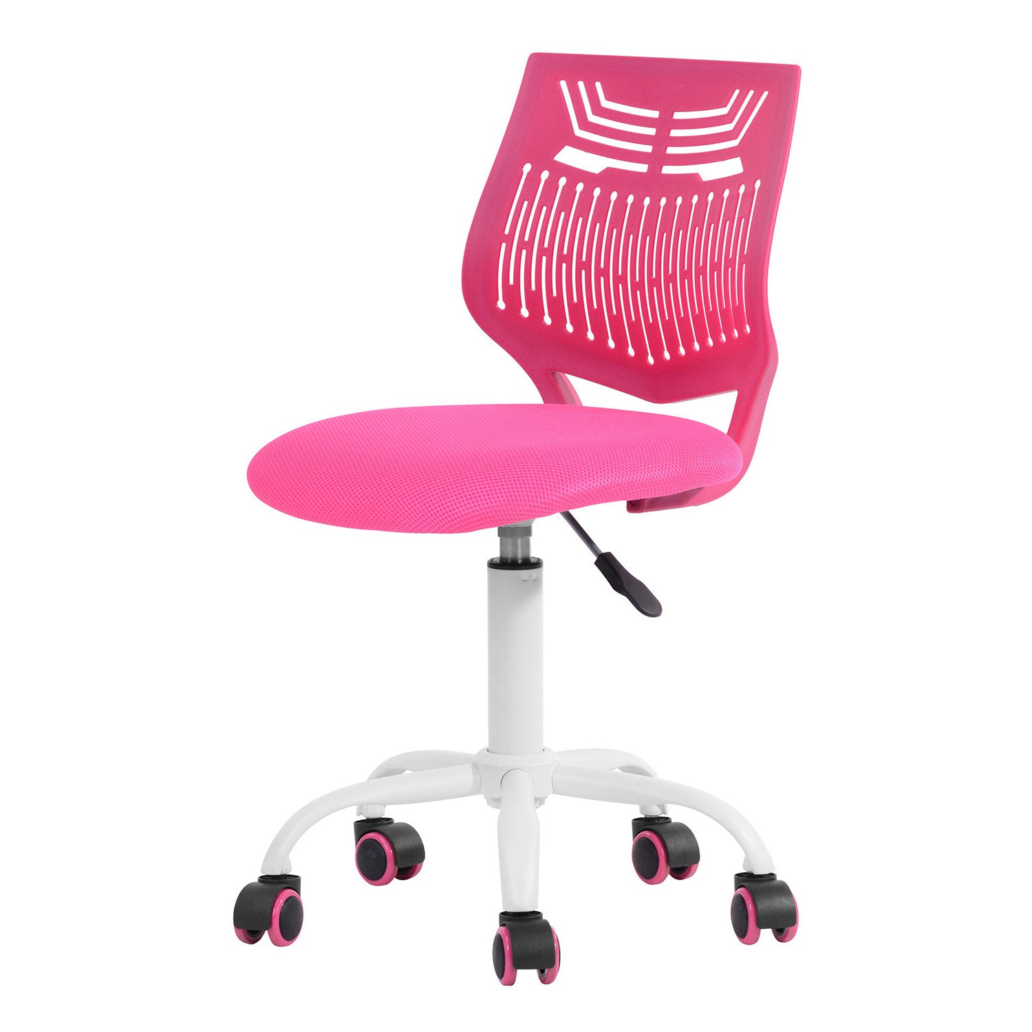 Pink and White Adjustable Height Swivel Rolling Office Chair