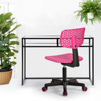 Hot Pink and Black Adjustable Height Swivel Rolling Office Chair