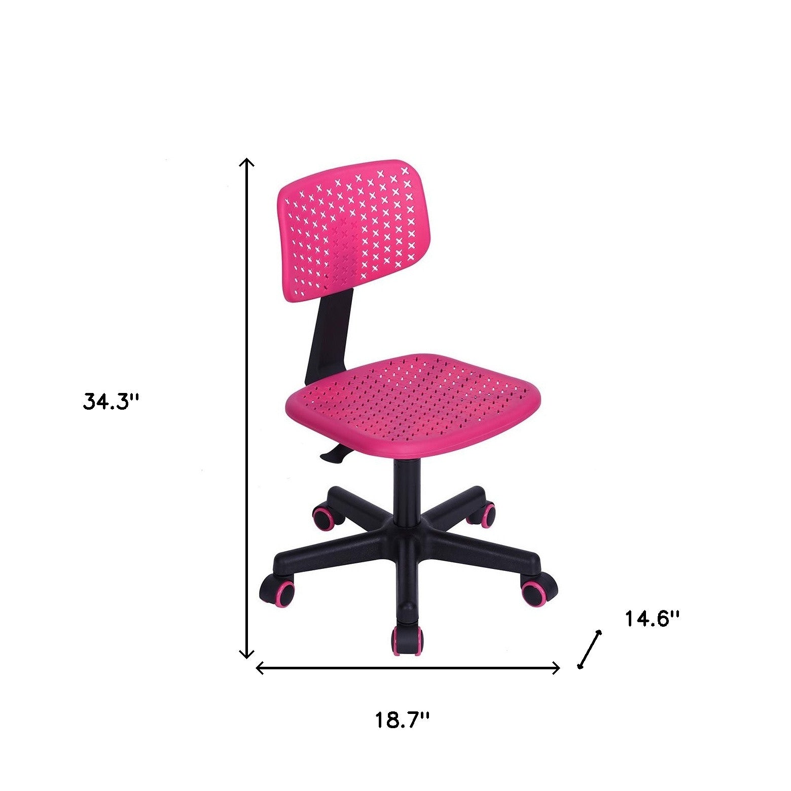 Hot Pink and Black Adjustable Height Swivel Rolling Office Chair
