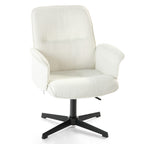 Off White and Black Boucle Adjustable Height Swivel Executive Office Chair