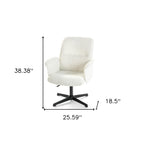 Off White and Black Boucle Adjustable Height Swivel Executive Office Chair