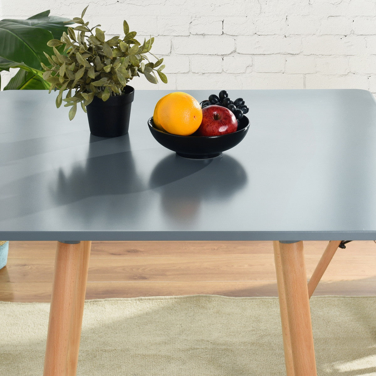 32" Gray and Natural Wood Square Dining Table