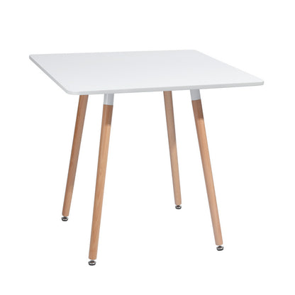 32" White and Natural Wood and Solid Wood Square Dining Table