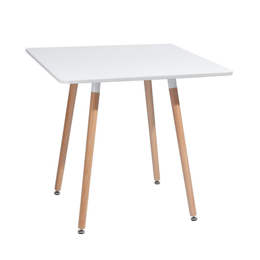 32" White and Natural Wood and Solid Wood Square Dining Table
