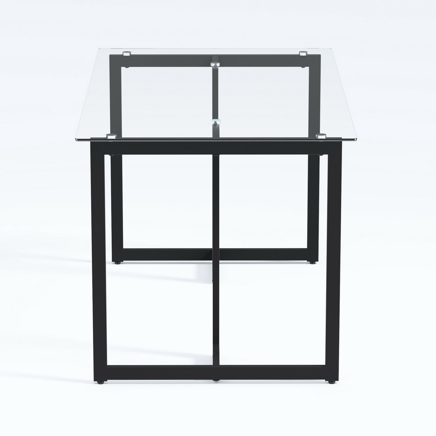 55" Clear And Black Glass And Metal Dining Table