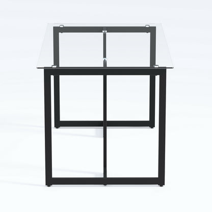 55" Clear And Black Glass And Metal Dining Table