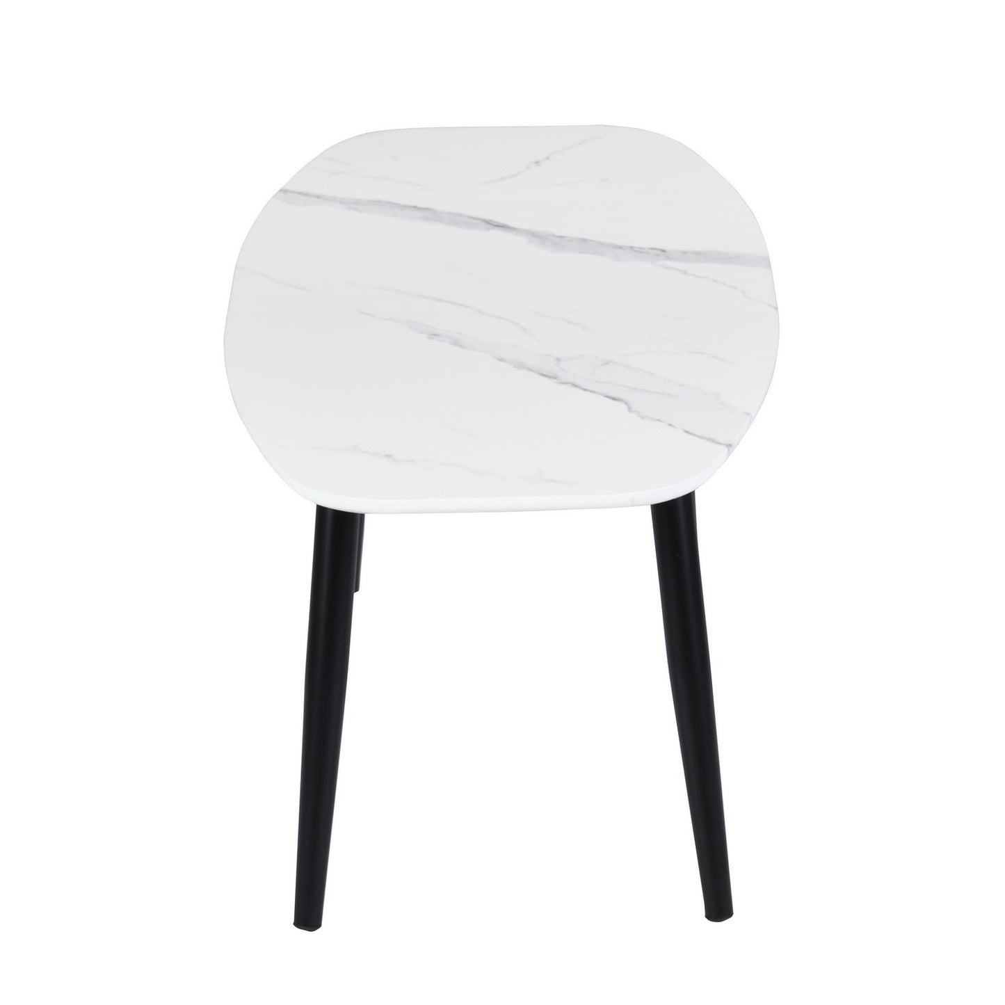 43" White and Black Faux Marble And Steel Coffee Table