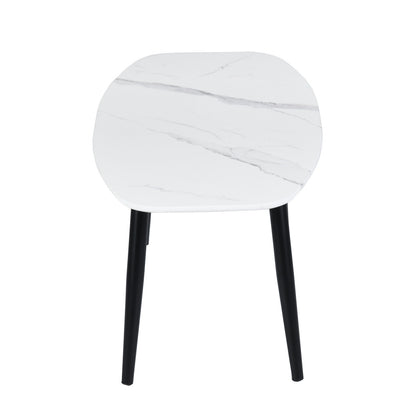 43" White and Black Faux Marble And Steel Coffee Table