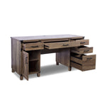 59" Natural Wood Executive Desk With Five Drawers