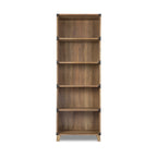 71" Oak Distressed Wood Five Tier Etagere Bookcase