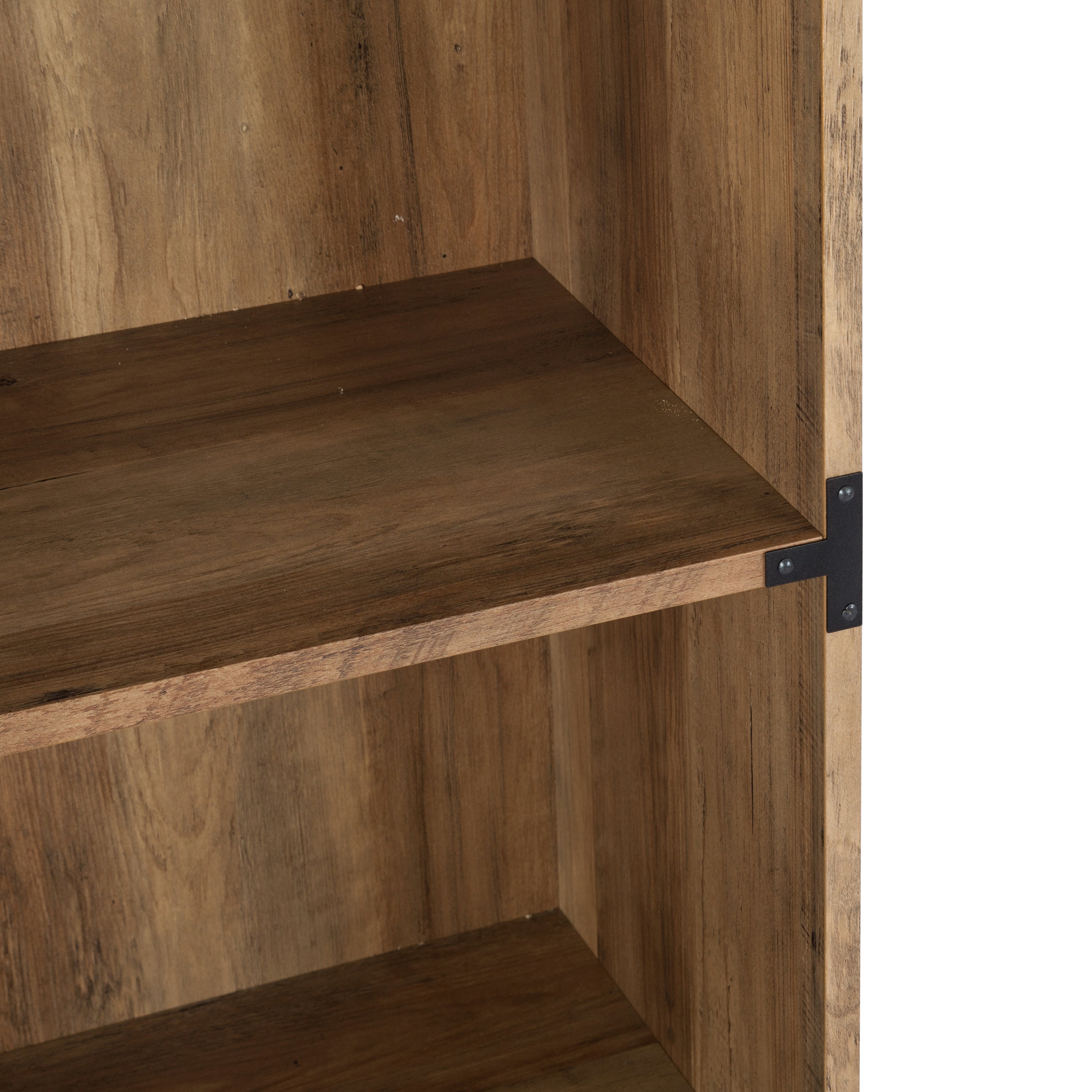 71" Oak Distressed Wood Five Tier Etagere Bookcase