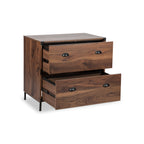 30" Walnut Wood Two Drawers Filing Cabinet