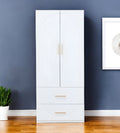 74" White Carved Geometric Two Door Two Drawer Combo Dresser