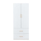 74" White Carved Geometric Two Door Two Drawer Combo Dresser