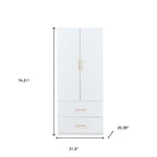 74" White Carved Geometric Two Door Two Drawer Combo Dresser