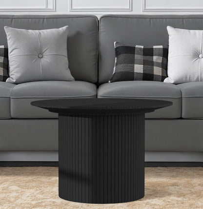 24" Black Wood Round Pedestal Coffee Table