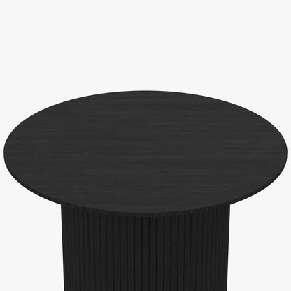 24" Black Wood Round Pedestal Coffee Table