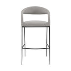 30" Light Gray and Black Faux Leather and Iron Low Back Bar Height Bar Chair