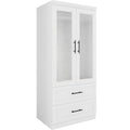 71" White And Clear Two Door Two Drawer Combo Dresser