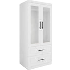 71" White And Clear Two Door Two Drawer Combo Dresser