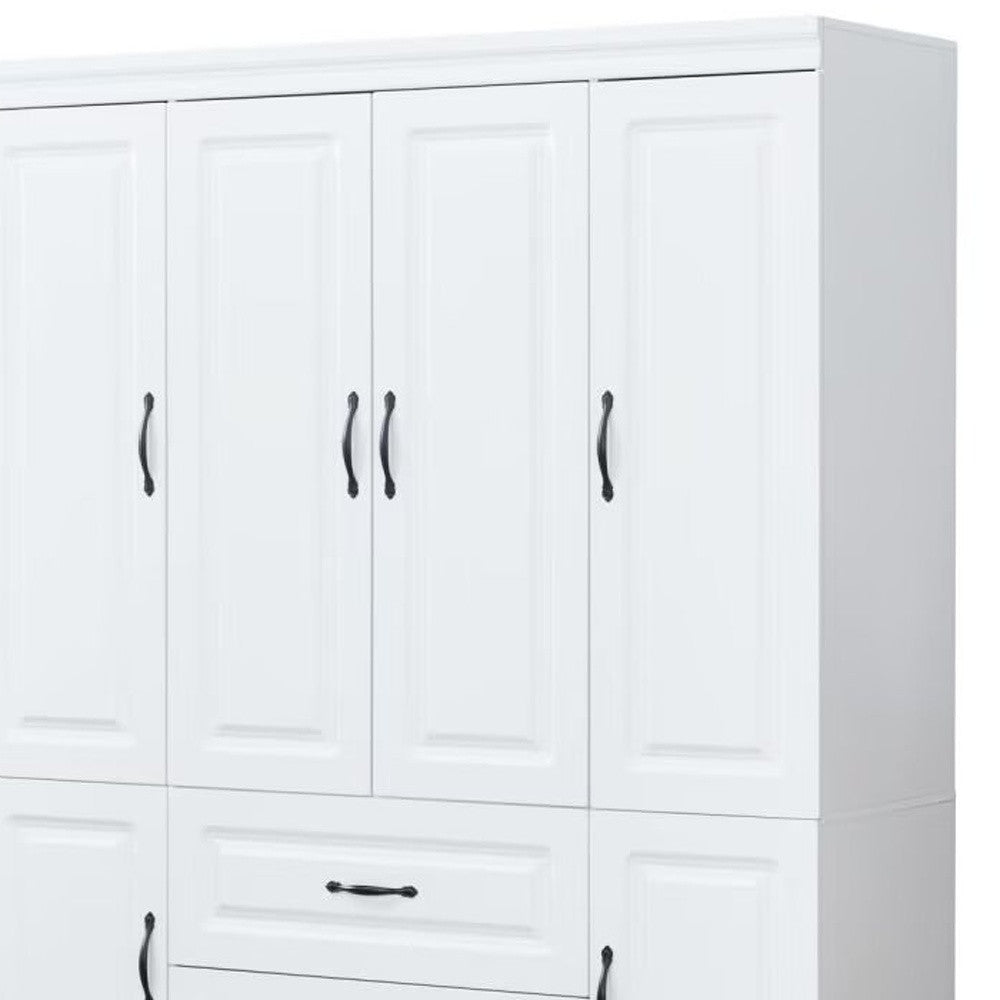 72" White Six Door Two Drawer Combo Dresser