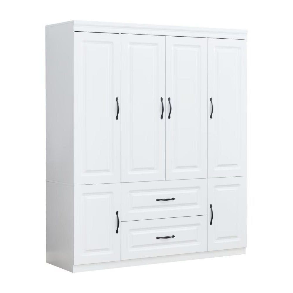 72" White Six Door Two Drawer Combo Dresser
