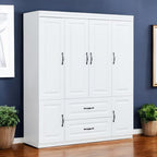 72" White Six Door Two Drawer Combo Dresser