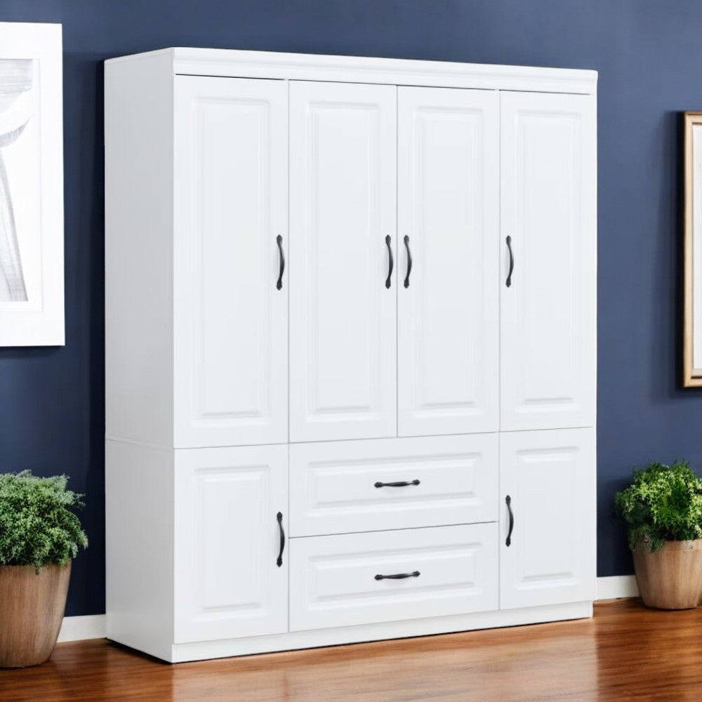 72" White Six Door Two Drawer Combo Dresser