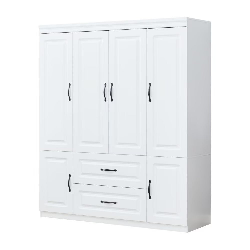 72" White Six Door Two Drawer Combo Dresser