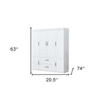 72" White Six Door Two Drawer Combo Dresser