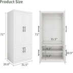 71" White Four Door Combo Dresser