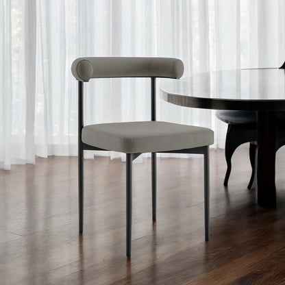 Set of Two Gray And Black Upholstered Faux Leather Open Back Dining Side Chairs