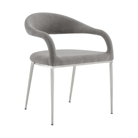 Set of Two Gray And Silver Upholstered Polyester Open Back Dining Arm Chairs