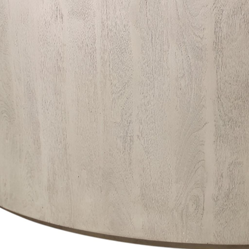 48" Natural Solid Wood Round Distressed Coffee Table