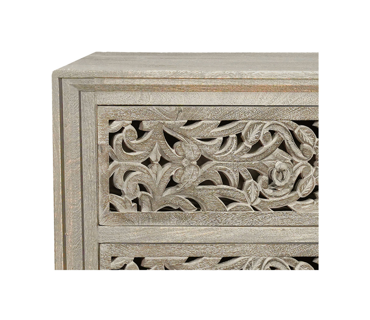 57" Gray Solid Wood Six Drawer Dresser