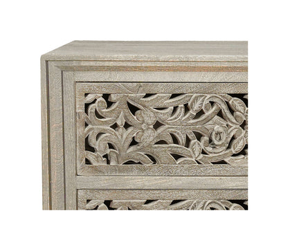 57" Gray Solid Wood Six Drawer Dresser