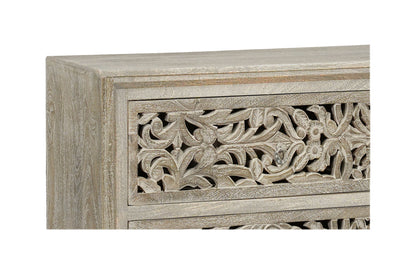 57" Gray Solid Wood Six Drawer Dresser