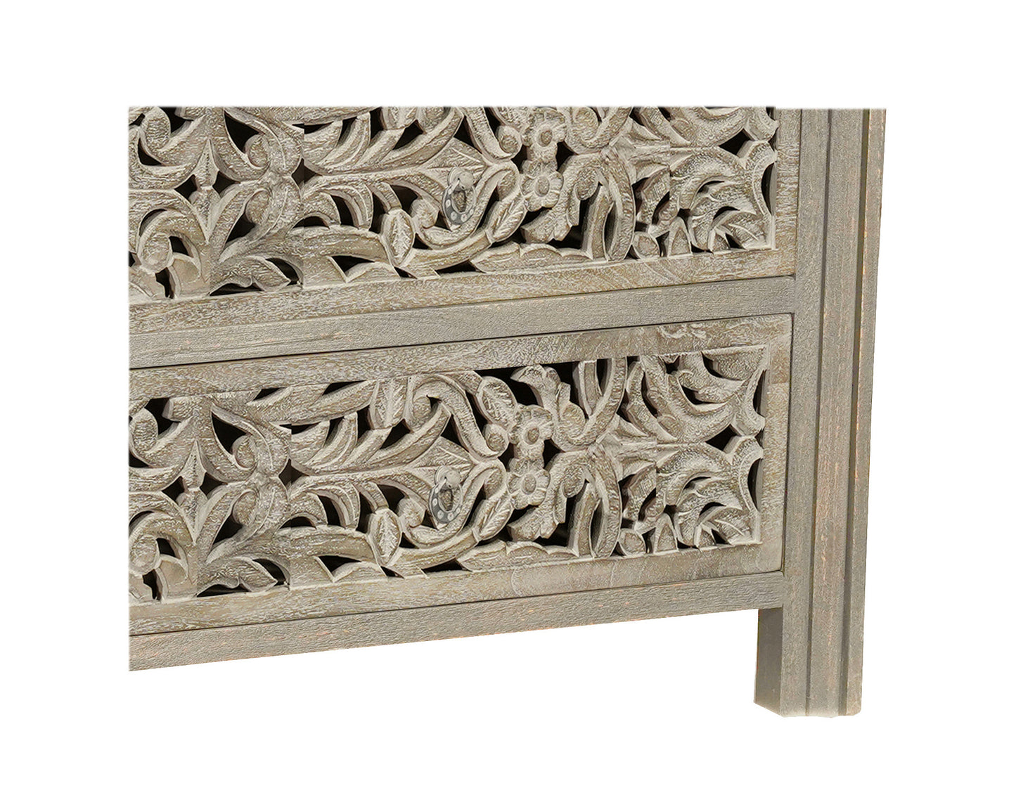 57" Gray Solid Wood Six Drawer Dresser