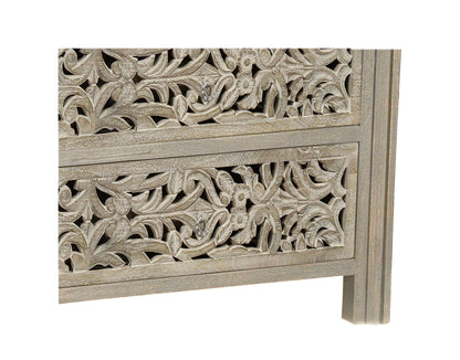 57" Gray Solid Wood Six Drawer Dresser