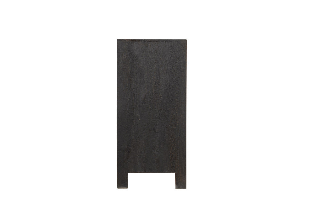 57" Black Solid Wood Six Drawer Dresser