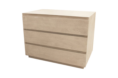 24" Natural Solid Wood Ribbed Texture Three Drawer Nightstand