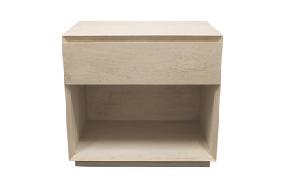 24" Natural Solid Wood Ribbed Texture One Drawer Nightstand
